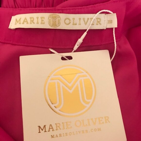 NWT Marie Oliver Women's Wynona V-Neck Ruffle Dress Tiered Skirt Pink X-Small - Picture 6 of 8